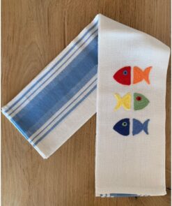 Geschirrtuch Bunte Fische - bestickt