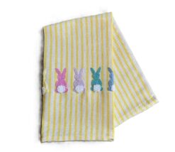 Geschirrtuch Osterhasen gelb - bestickt