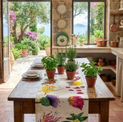 Flora Rosa - Läufer (50 x 150 cm) Premium Linen