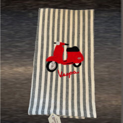 Geschirrtuch Vespa (schwarz gestreift) - bestickt